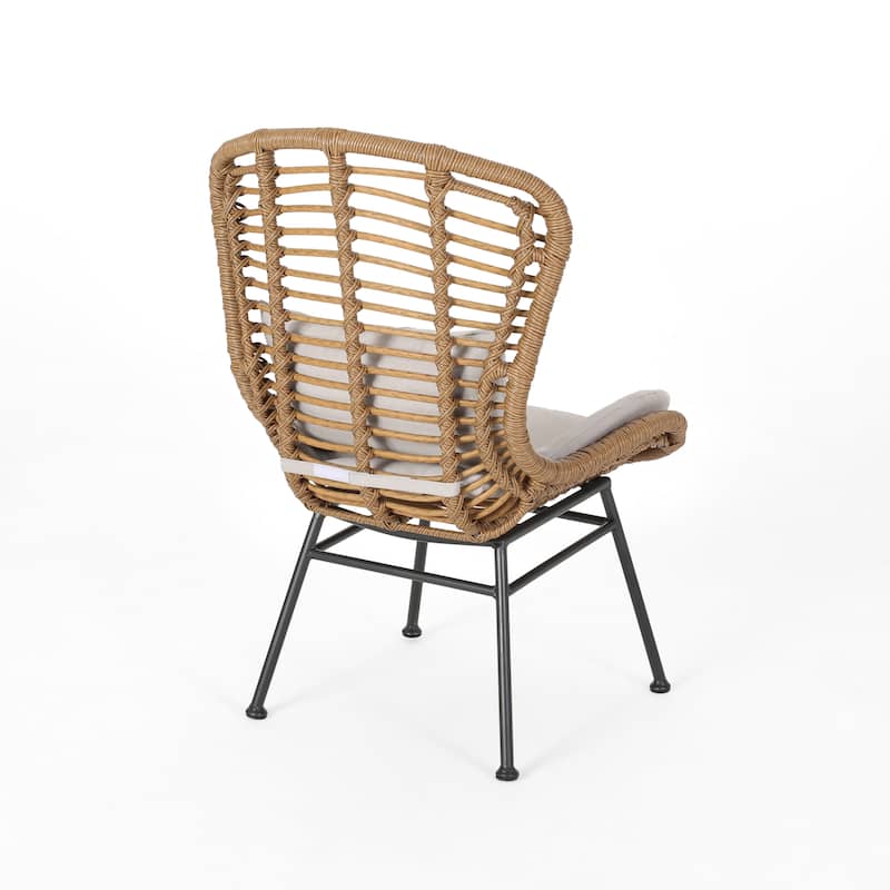 Rattan Outdoor Accent Chair with Cushions for Patio, Balcony