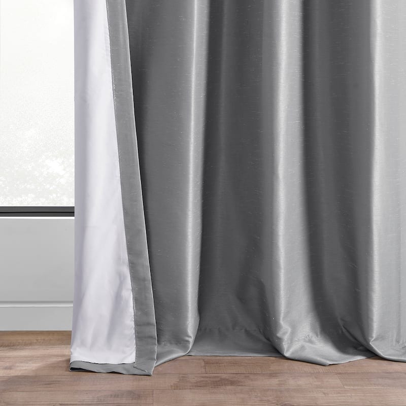 Exclusive Fabrics Textured Dupioni Faux Silk 84-inch Grommet Blackout Grommet Curtain (1 Panel) - 50 x 84