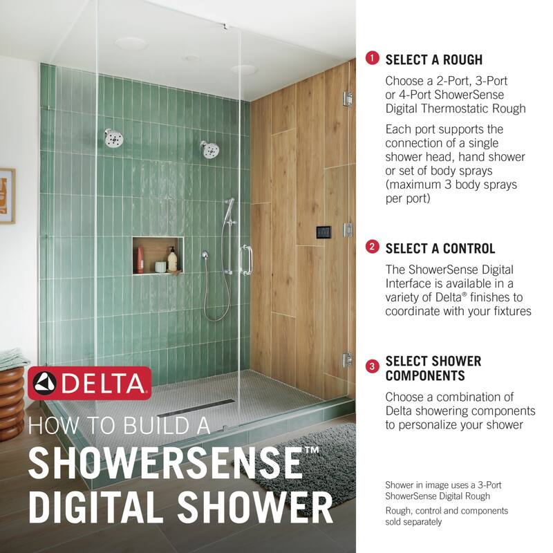 Delta R54000E ShowerSense Digital Thermostatic 4-Port Shower Rough In