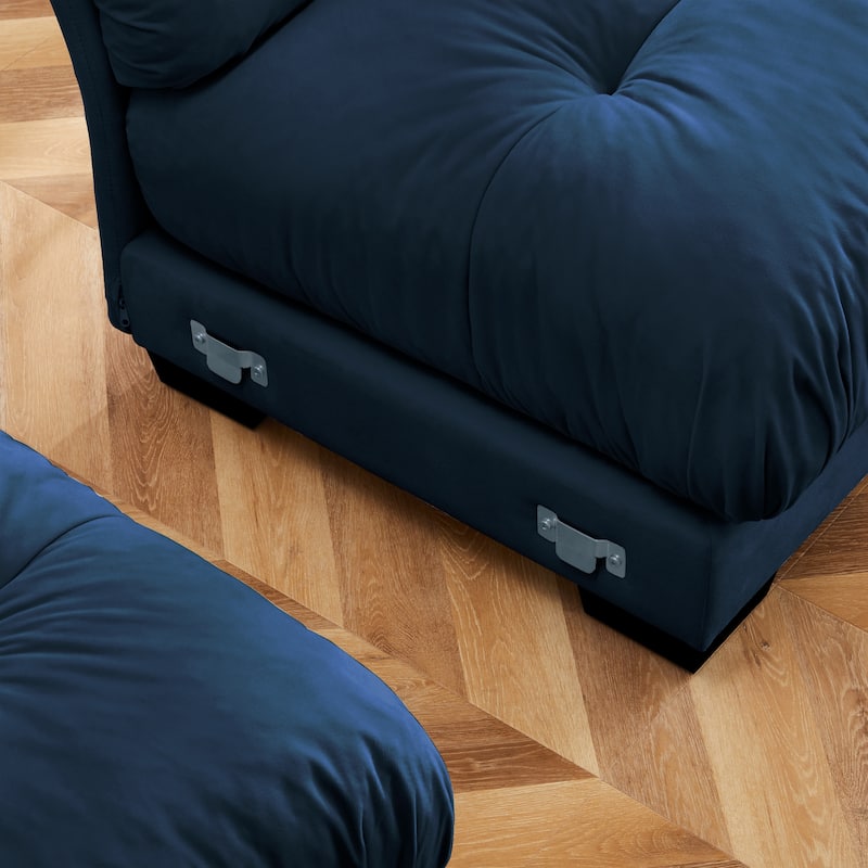 166" 4-Seat Velvet U-Shaped Sectional Cloud Couch with Movable Ottomans, Bolstered Armrests, and Included Pillows