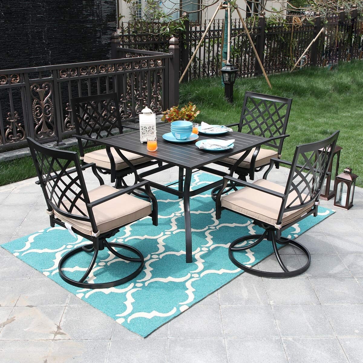 Phi Villa Outdoor Patio Swivel Chair For Garden Backyard Furniture 2 Pcs Sets Overstock 28845798