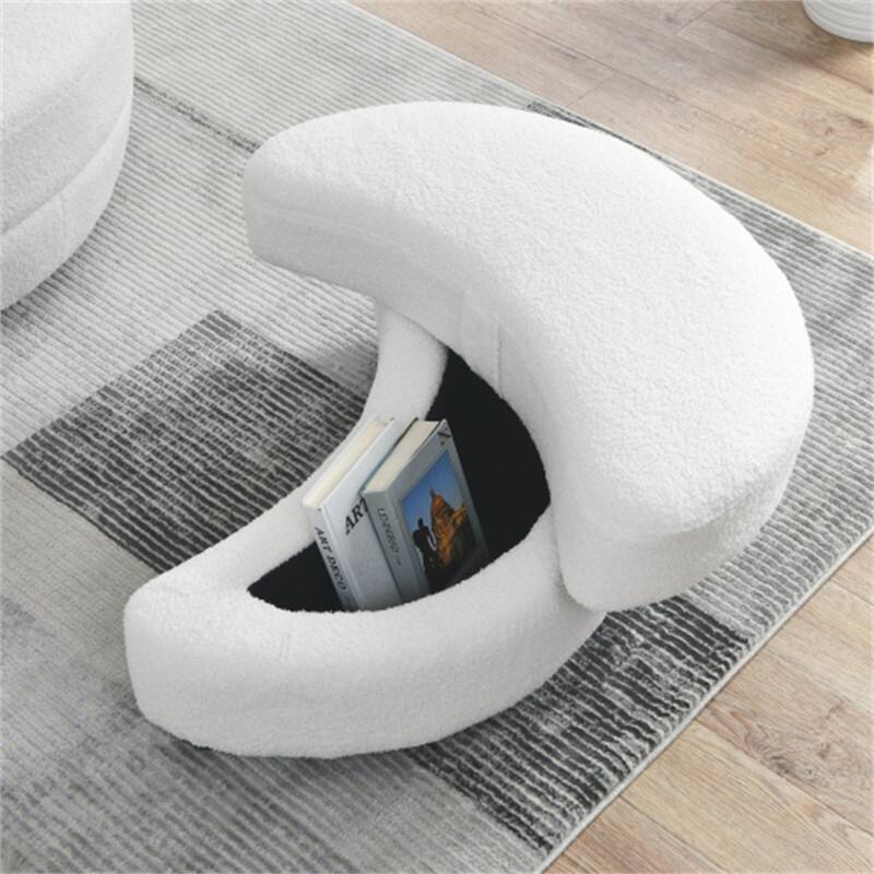 Swivel Accent Barrel Modern Grey Sofa Lounge Club Big Round Chair with Storage Ottoman Linen Fabric for Living Room