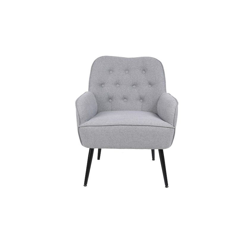 Modern Mid Century Chair Linen Sherpa Armchair for Living Room Bedroom Office Easy Assemble
