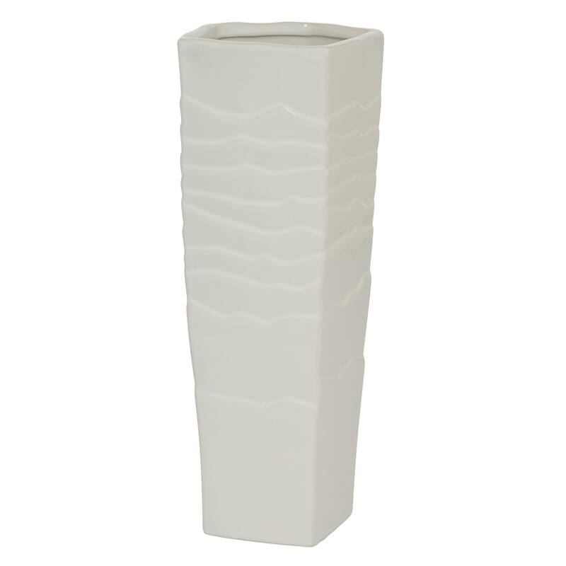 Ceramic Textured Decorative Vase - White - Roche River Decor - White - 5"W, 13"H