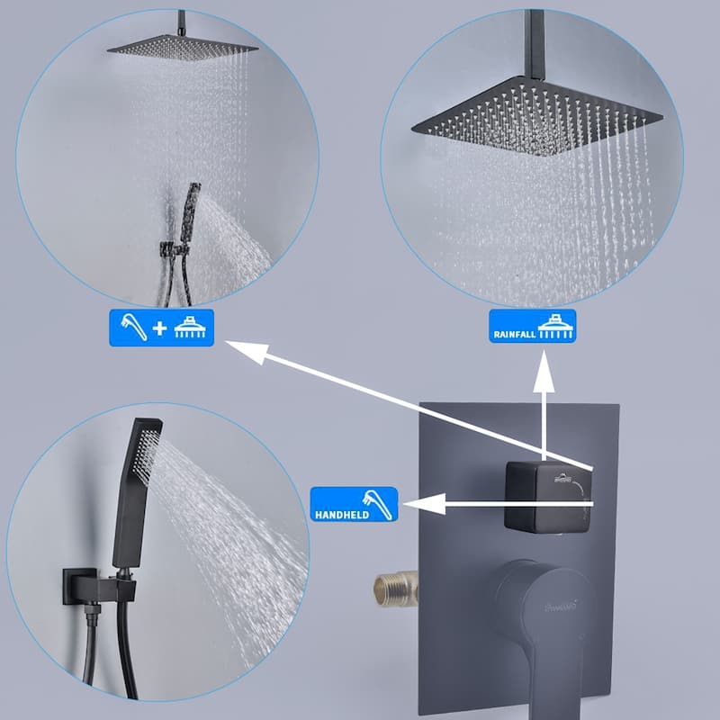 Clihome 12 Inch Ceiling Mounted Rain Shower System