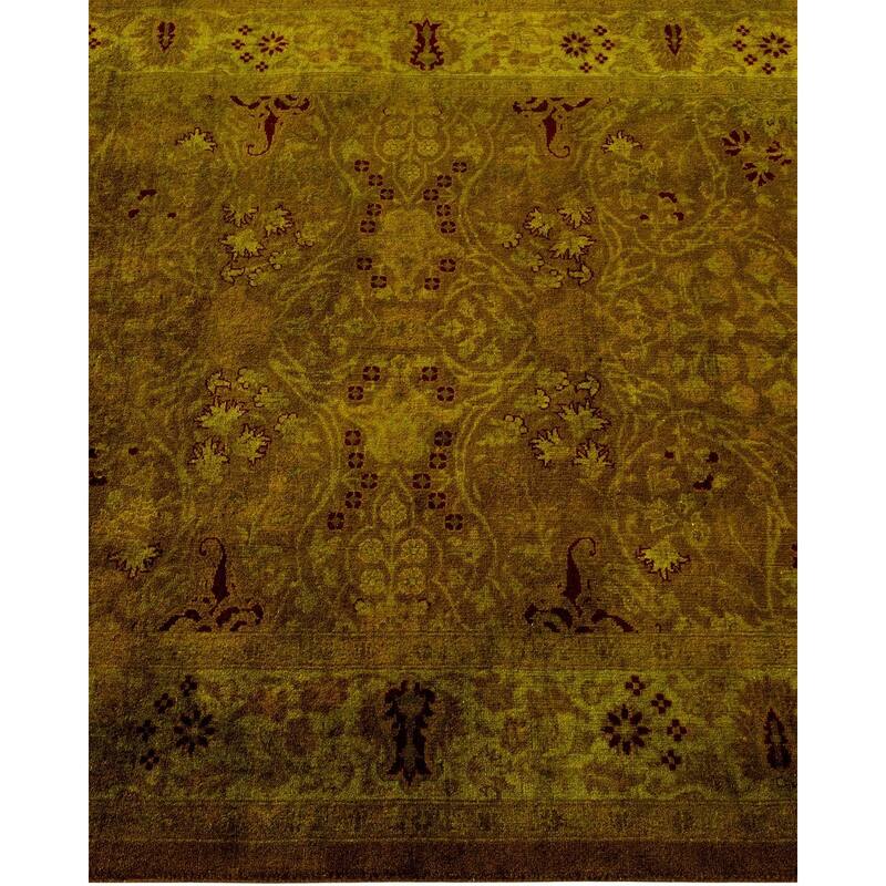 Overton Hand Knotted Wool Vintage Inspired Modern Contemporary Overdyed Brown Runner Rug - 3' 0" x 10' 8"