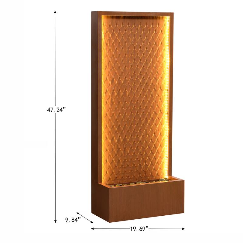 LED Lighted Waterfall Outdoor Garden Water Fountain - 47.25" - Warm White