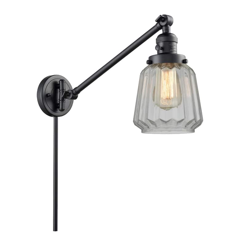 Innovations Lighting Chatham Single Light 25" Tall Wall Sconce / - Matte Black / Clear