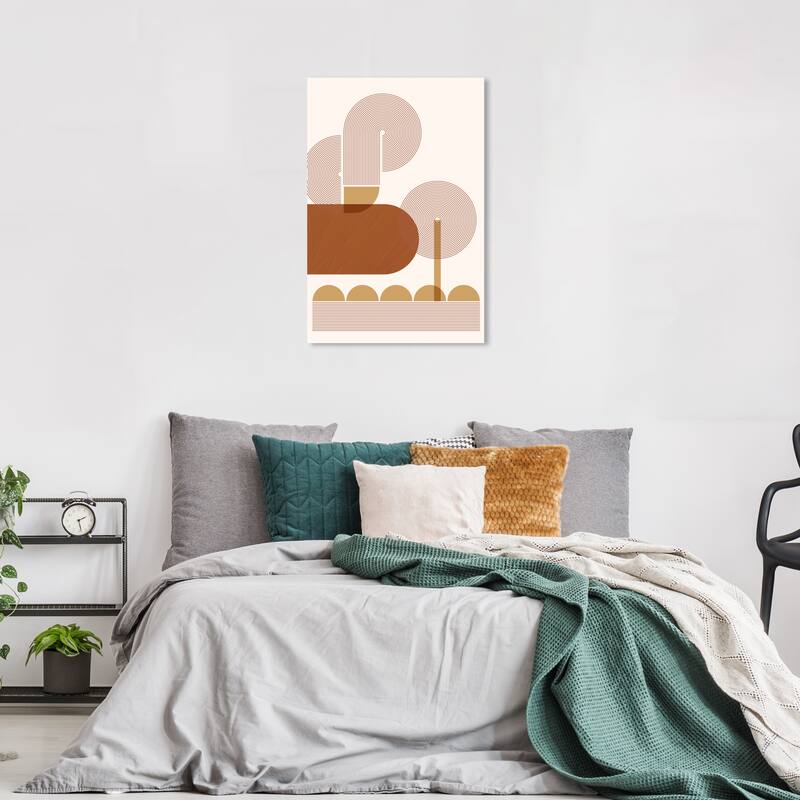 Wynwood Studio Canvas Abstract Version of a Platten Machine Brown and Mid-Century Modern Wall Art Canvas Print
