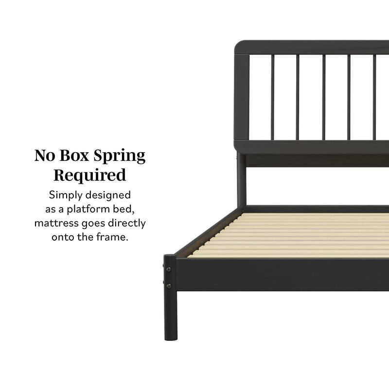 King Size Solid Pine Platform Bed with Center Support and No Box Spring Needed