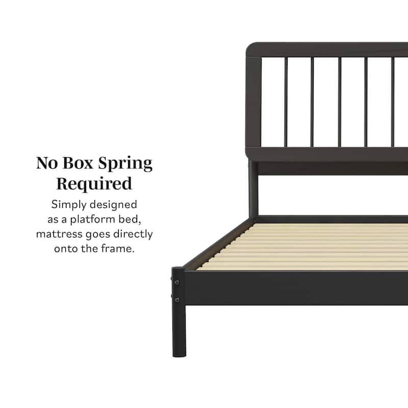 Mid-Century Modern Solid Wood King Spindle Bed in Black