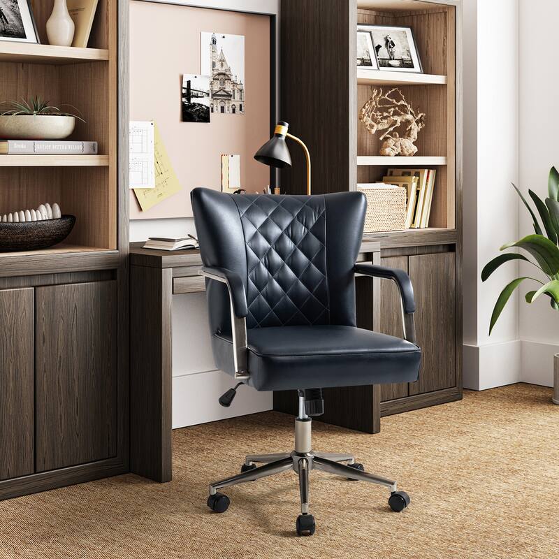 Felice Modern Swivel Height Adjustment Diamond-Tufted Office Chair by HULALA HOME