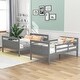 preview thumbnail 4 of 8, Gray Twin over Full Bunk Bed with X-Shaped Pattern Headboard Footboard&Ladder&Guardrail, 78.7''L*55.9''W*62.3''H, 134LBS