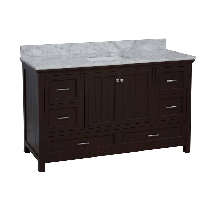 KitchenBathCollection Paige 60" Single Bathroom Vanity with Carrara Marble Top