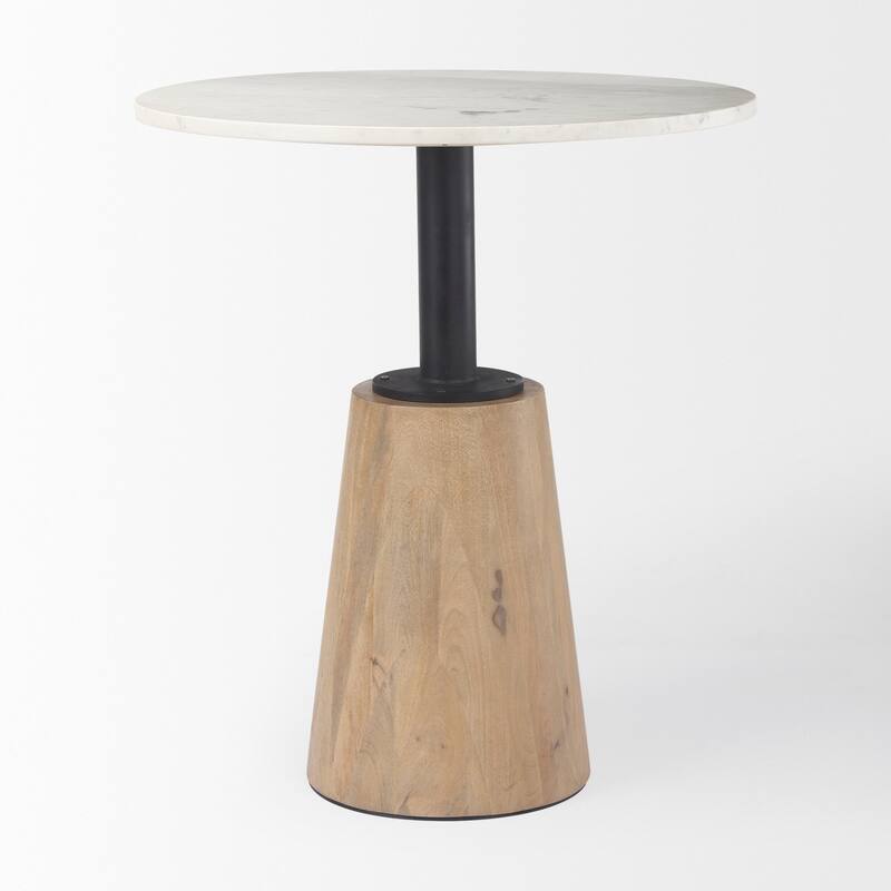 Maxwell Light Brown Solid Wood and Gold Metal Bistro Table