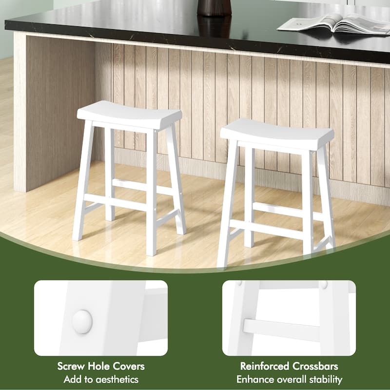 Gymax Set Of 4 Saddle Bar Stools Counter Height Dining Chairs w/