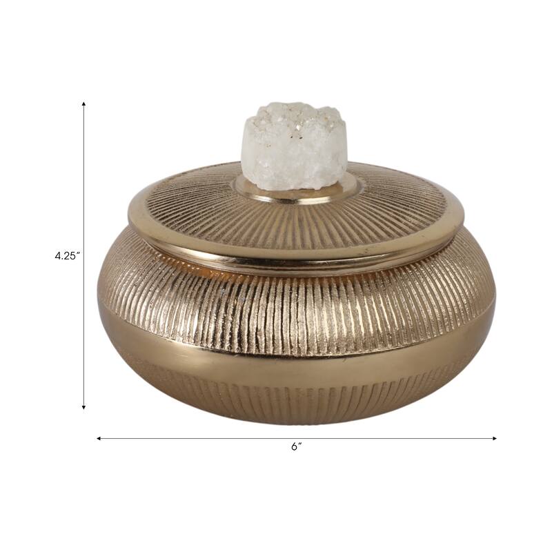 Aluminum Agate Decorative Object Stylish Lidded Textured Sculpture