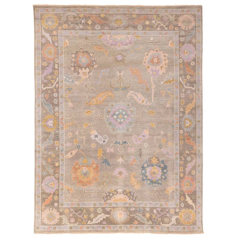 ECARPETGALLERY Hand-knotted Modern Oushak Grey Wool Rug - 8'9 x 11'11