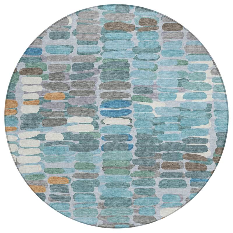 Machine Washable Indoor/ Outdoor Modern Caps Chantille Rug