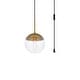 preview thumbnail 9 of 9, Elian 1-Light Plug in Pendant with frosted white shade - 8" Diameter