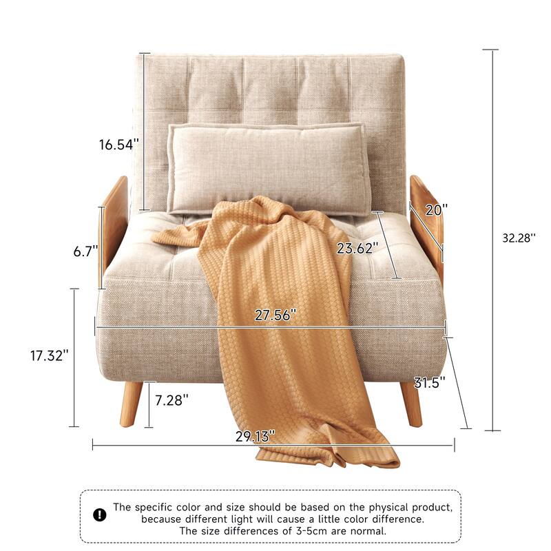 JASIWAY Modern Upholstered Sofa Bed, Beige