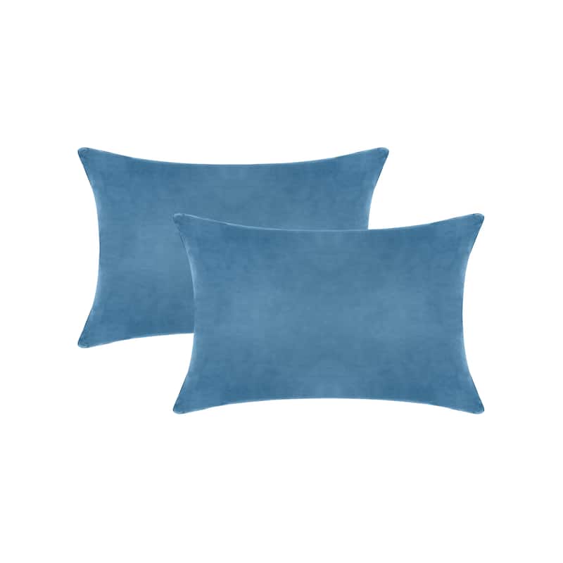 A1HC Pack of 2 Velvet Throw Pillow Covers, Hidden Zipper Closure - 12x20 Inches - Navy Blue