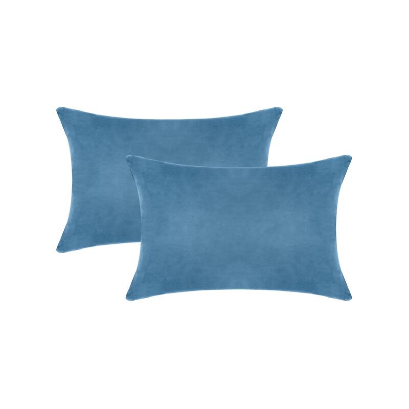 A1HC Pack of 2 Velvet Throw Pillow Insert, Hypoallergenic Down Alternative Fill - 12x20 Inches - Navy Blue