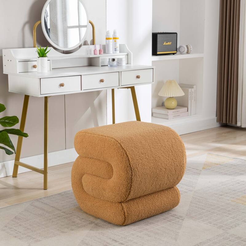 S-shape Ottoman Makeup Stool Footstool （Teddy/Velvet）