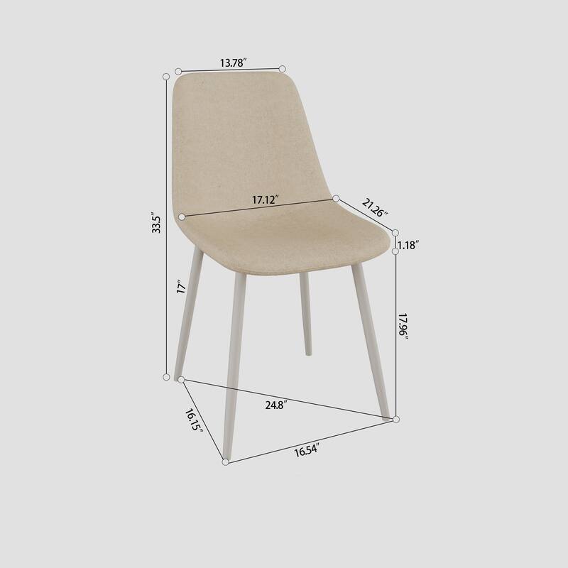 Linen 4 Piece Kitchen Dining Chair Set with Cushions, Metal Legs, Anti Scratch Foot Pads for Dining Room Kitchen Living Room