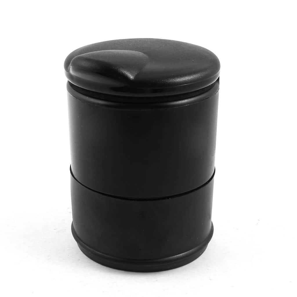 Black Dark Green Portable Cylinder Shaped Plastic Rubber Ashtray - Black,Dark Green