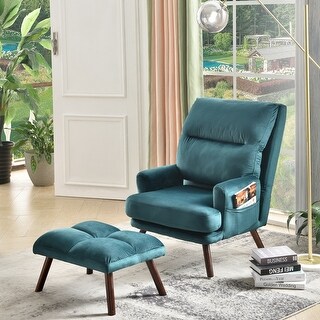 OVIOS Wood Recliner Chair with Ottoman