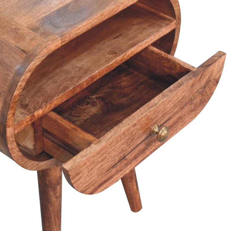 Artisan Furniture Solid Wood Honey Caramel Circular Bedside with Open Slot