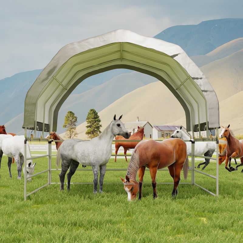 Silver-Gray Steel-Framed Outdoor Tool Sheds Canopy, Waterproof, Resists Tear, UV & Corrosion