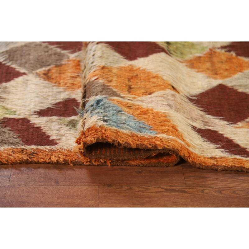 Hand Knotted Oriental 100% Wool Carpet Modern Geometric Oranges & Rust Moroccan Area Rug - 6' 4'' X 5' 2''