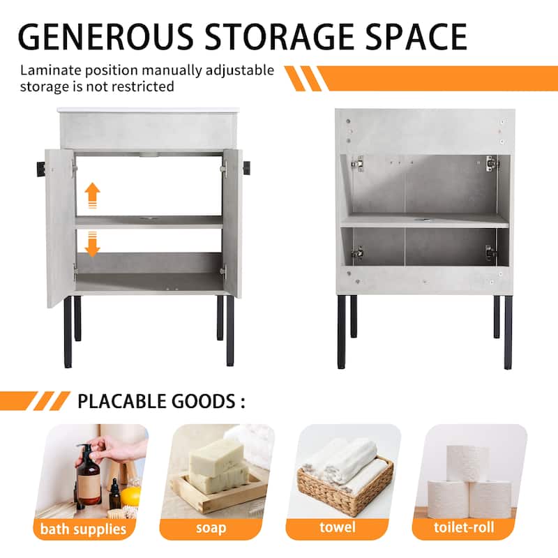 Bathroom Vanity With Sink In 24/30/36 Inch, Floating Bathroom Vanity or Freestanding Vanity With Soft Close Door
