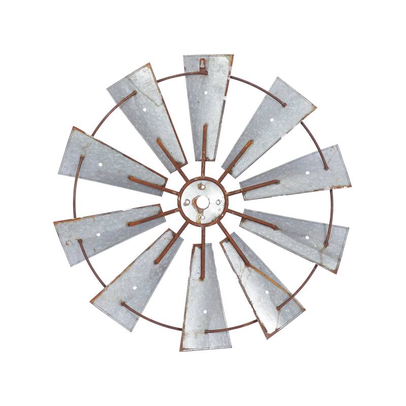 Brown Metal Indoor Outdoor Windmill Home Wall Decor