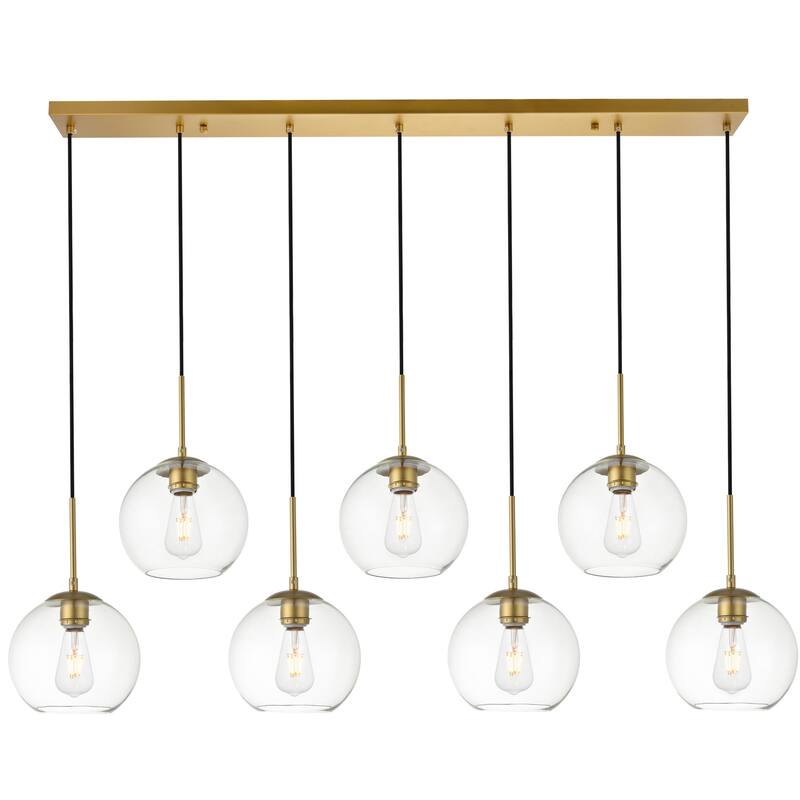 Elegant Lighting Baxter 7 Light 54" Linear Pendant with Clear Glass - Brass / Clear