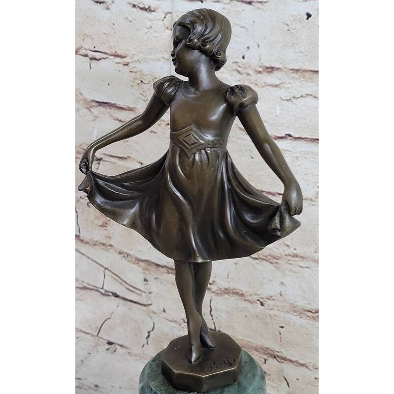 Signed:Preiss,Bronze Statue Little Ballerina Girl Dancer Bronze Sculpture Figure
