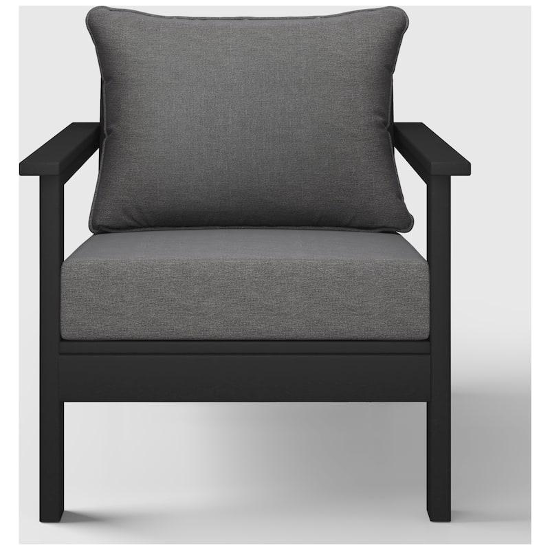 Birchwood All Weather HDPE Outdoor Patio Black Deep Seating Conversation Set With Cushions (2-Piece)