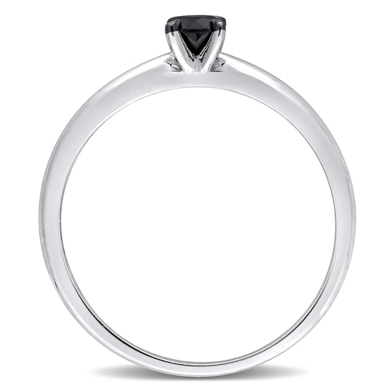 Miadora 1/4ct TDW Black Diamond Solitaire Engagement Ring in 14k White Gold