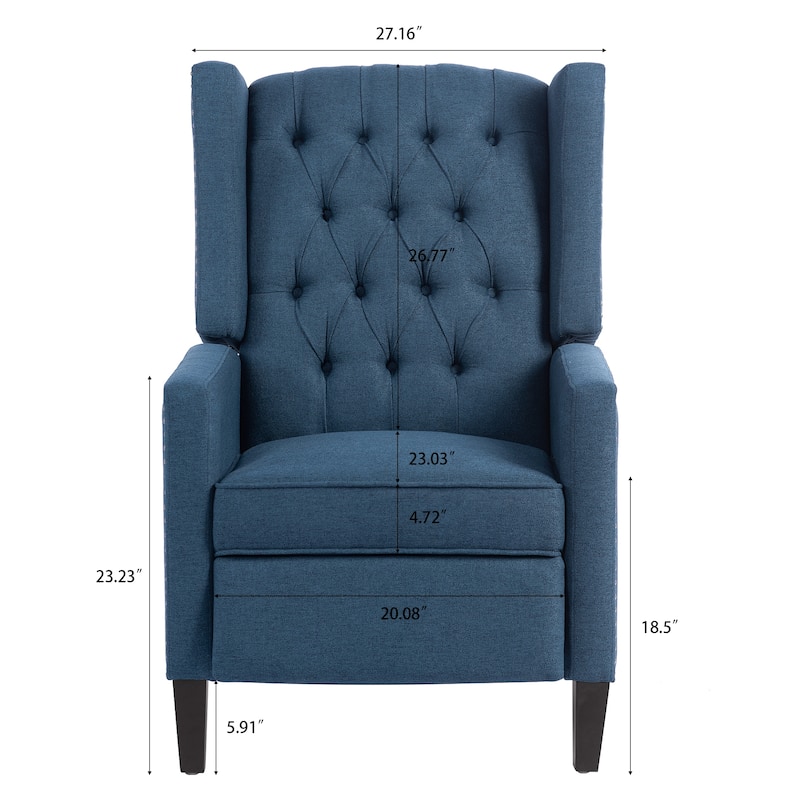 Fabric Wingback Recliner Chair with 3-Position Manual Recline, 220lb Capacity