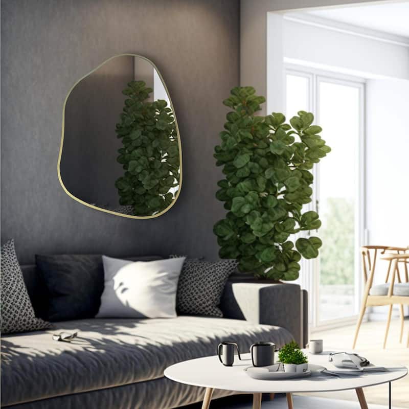 Asymmetrical Mirror,Decorative Irregular Mirror - 35X27 Inches - Gold