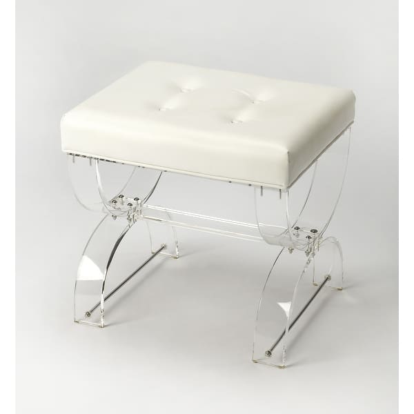 slide 1 of 1, Handmade Butler Morena Acrylic Vanity Stool (Taiwan) White