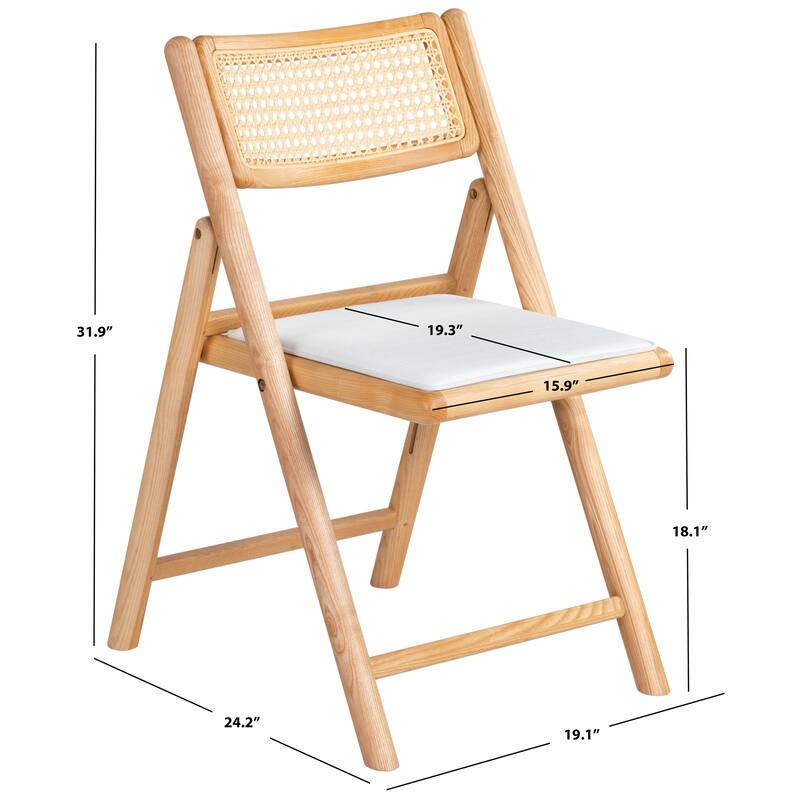SAFAVIEH Couture Shaylie Folding 18-inch Dining Chair [SET of 2] - 19Wx24Dx32H - Natural/White