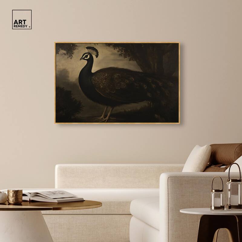 Peacock in Monotone Canvas by Art Remedy