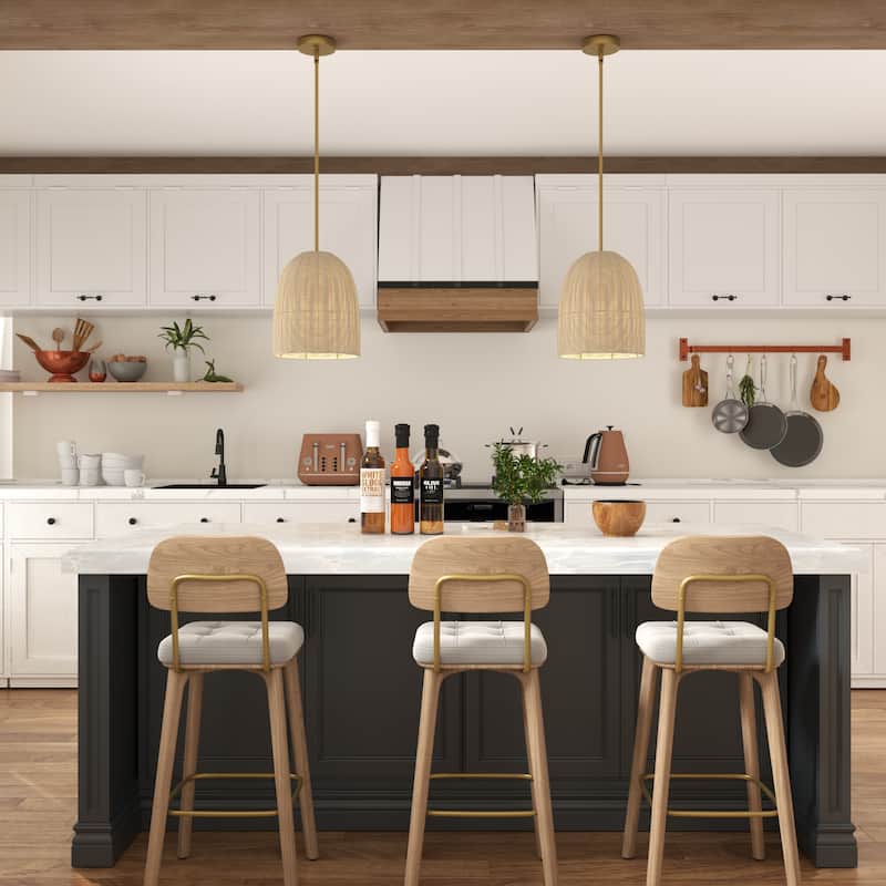 Acroma 1-light Farmhouse Rattan Kitchen Island Pendant