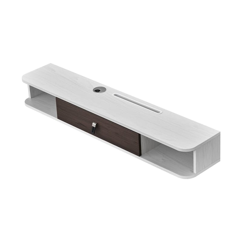 White Floating TV Stand Particleboard with Hidden Cable Storage - 47.24 inch