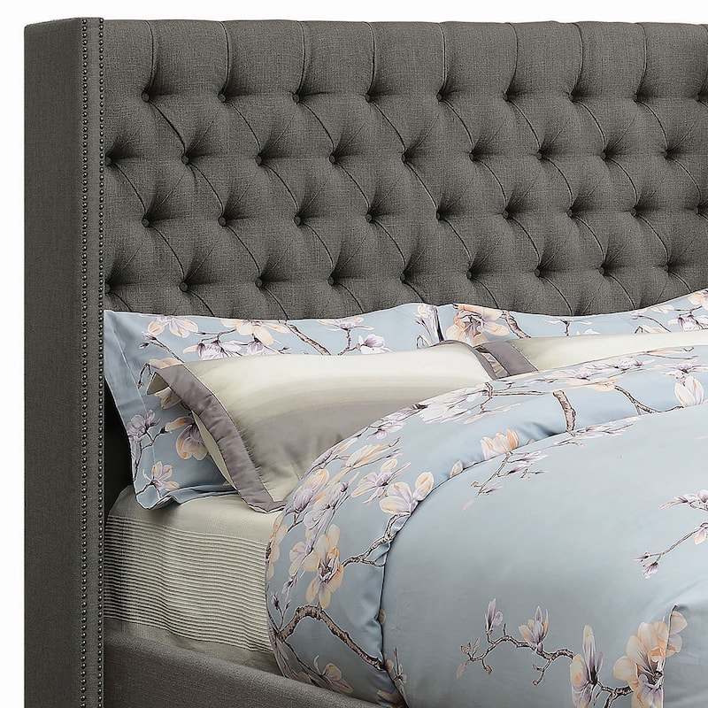 Bancroft Transitional Fabric Upholstered Wingback Bed