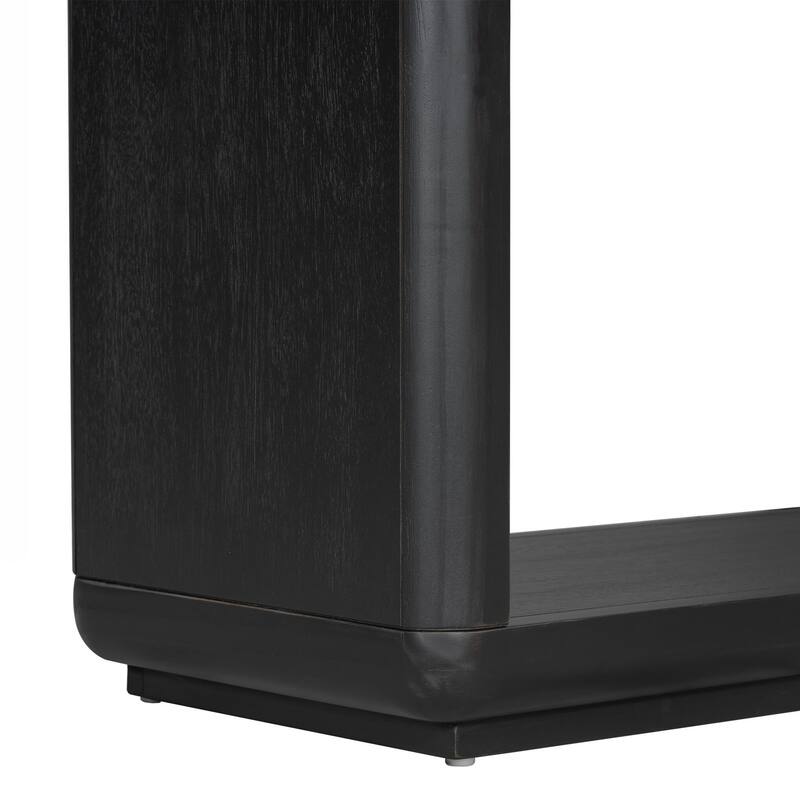 Elegant Minimalist Console Table with Curved Corners,Natural Wood Veneer,U-Base Design for Easy Placement