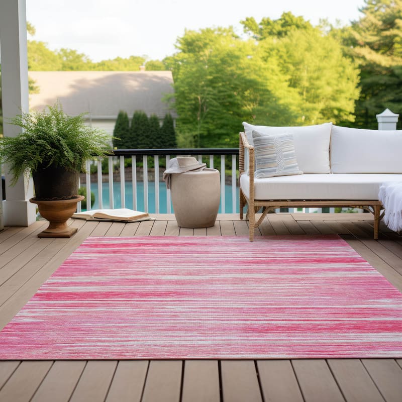 Machine Washable Indoor/ Outdoor Chantille Abstract Stripe Rug